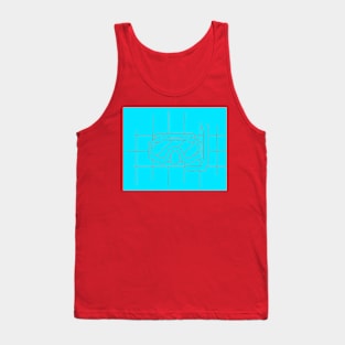 REVERSED GRID DRAWING OF A DIVE MASK blue Tank Top